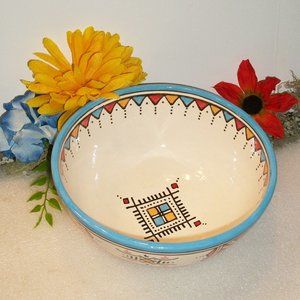 SERGHINI SAFI Signed Moroccan Pottery Bowl 7.5" x 3.5" Hand Thrown & Painted